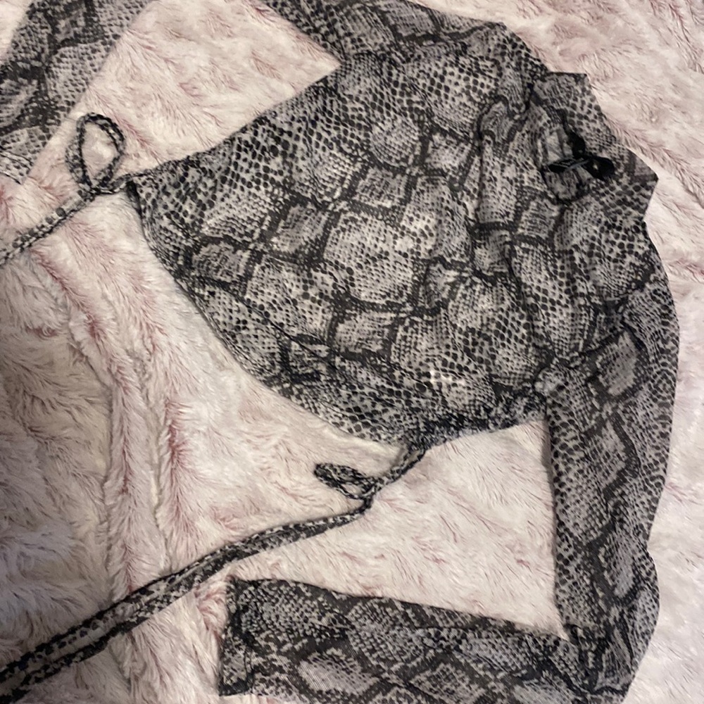 M sized snake skin sheer turtle neck cropped top